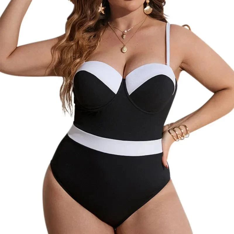 DAMOCHIC Plus Size One-piece Swimsuit Summer Color matching Backless Bathing Suit V-Neck Thin shoulder straps Beachwear 2023
