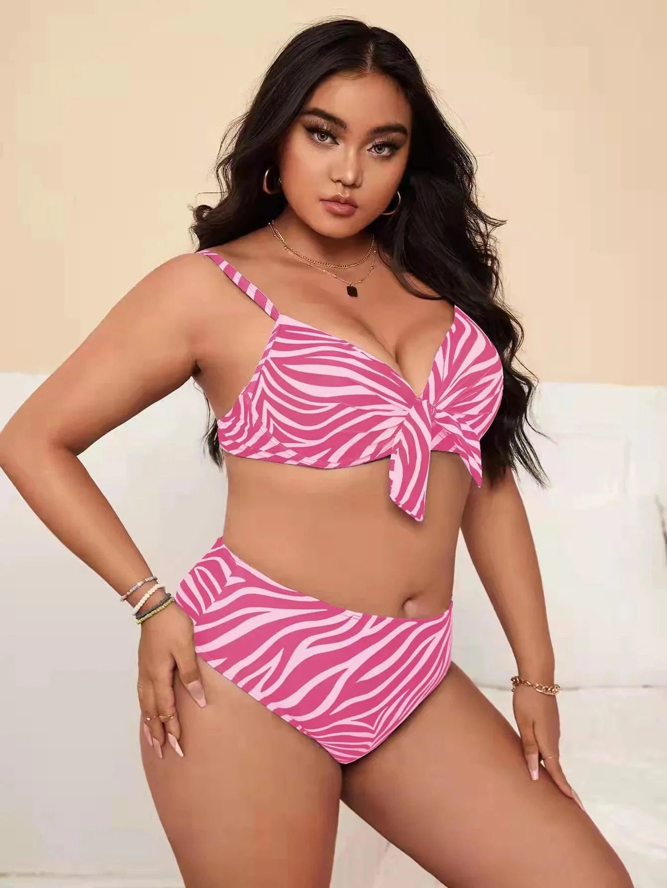 DAMOCHIC Plus Size One-piece Swimsuit Summer Deep V backless Bathing Suit Dot printing hollow out Bikini for ladies 2023