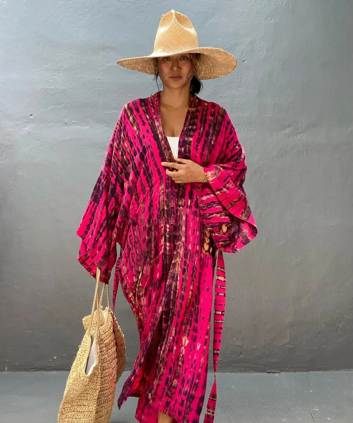 DAMOCHIC Rayon Kaftan Beach Cover Up with Belt Tie-Dye Bikini Cover Up Kimono Sarong Swimwear Print Long Beach Cover Ups 2023