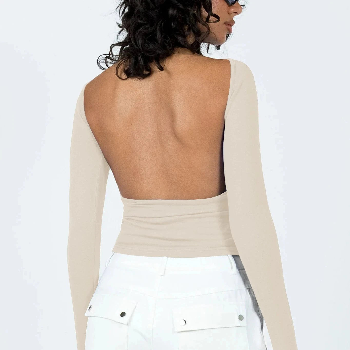 DAMOCHIC Sexy Hot Women Backless T-Shirt Streetwear Basic Long Sleeve Ladies Tops Slim Fit Open Back Custom Tee T Shirt Y2K 2023