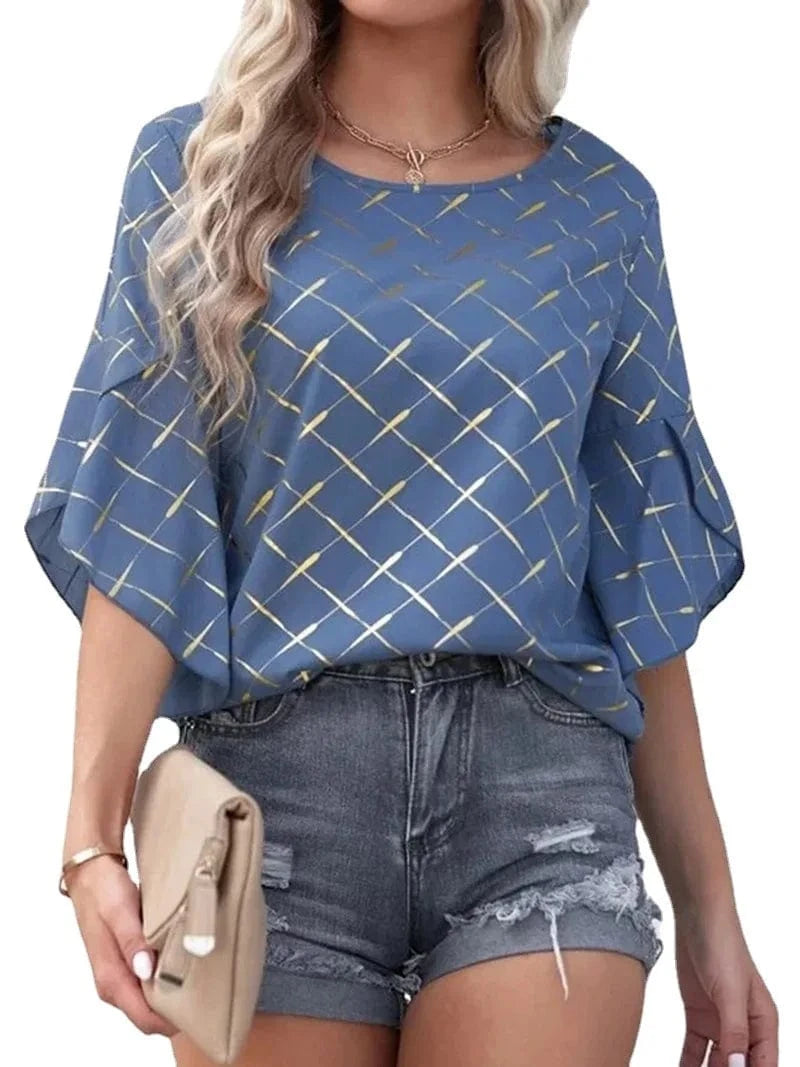 DAMOCHIC Short sleeve blouse round neck Clothes Summer Loose and casual tops lotus leaf sleeve tops women Blouses 2023