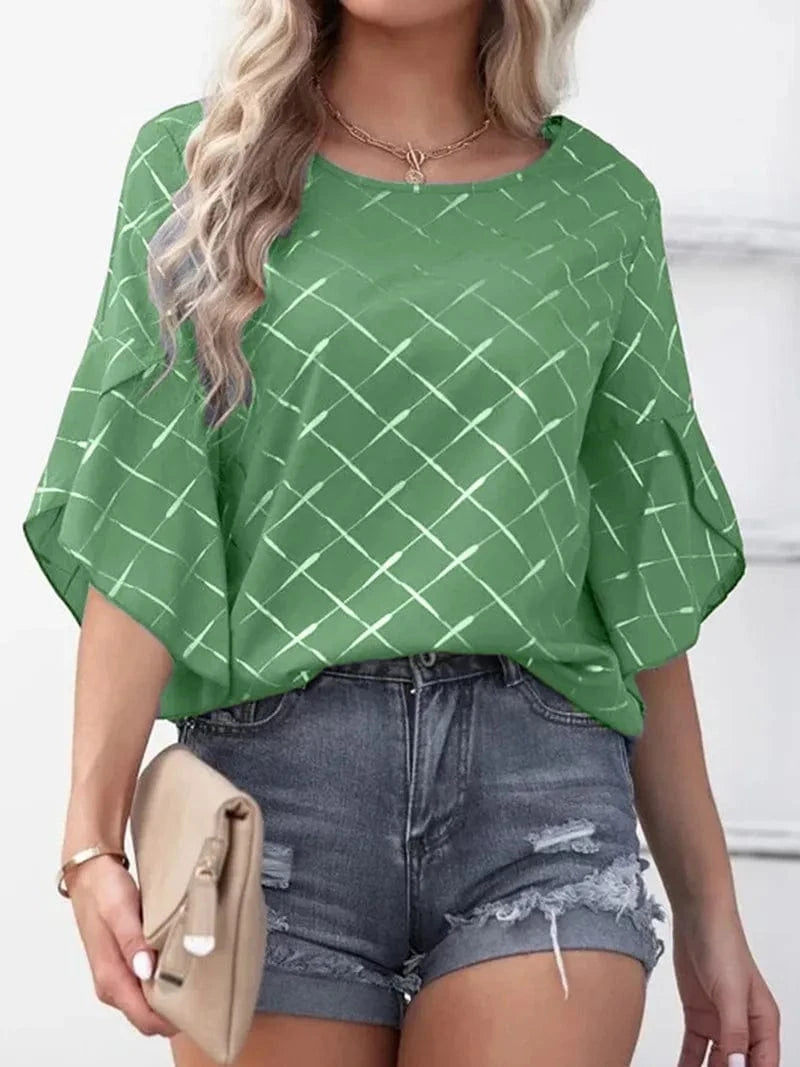 DAMOCHIC Short sleeve blouse round neck Clothes Summer Loose and casual tops lotus leaf sleeve tops women Blouses 2023