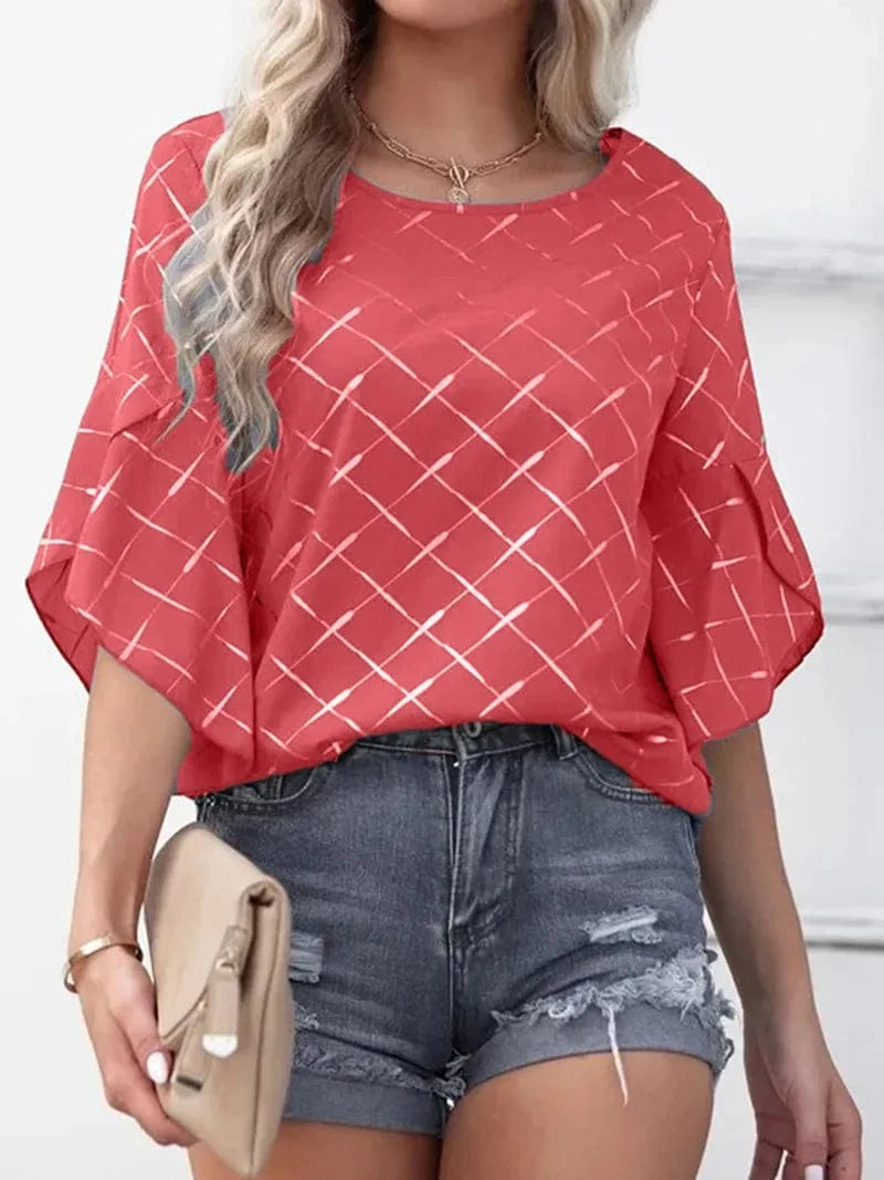 DAMOCHIC Short sleeve blouse round neck Clothes Summer Loose and casual tops lotus leaf sleeve tops women Blouses 2023