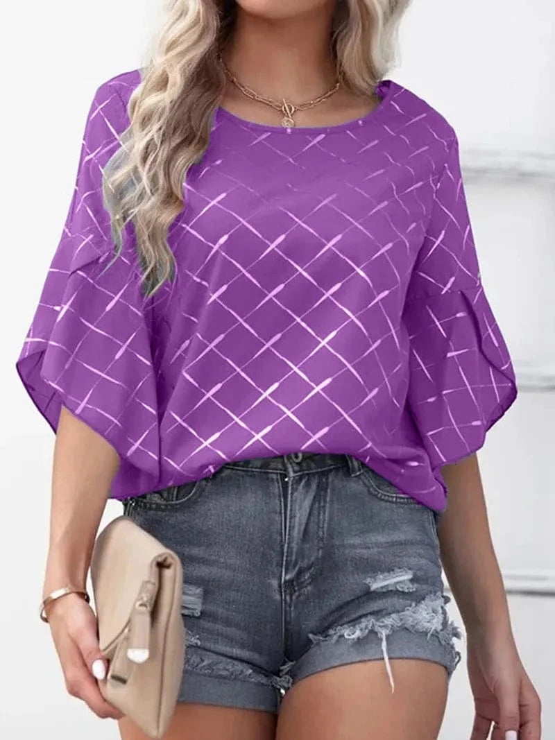 DAMOCHIC Short sleeve blouse round neck Clothes Summer Loose and casual tops lotus leaf sleeve tops women Blouses 2023