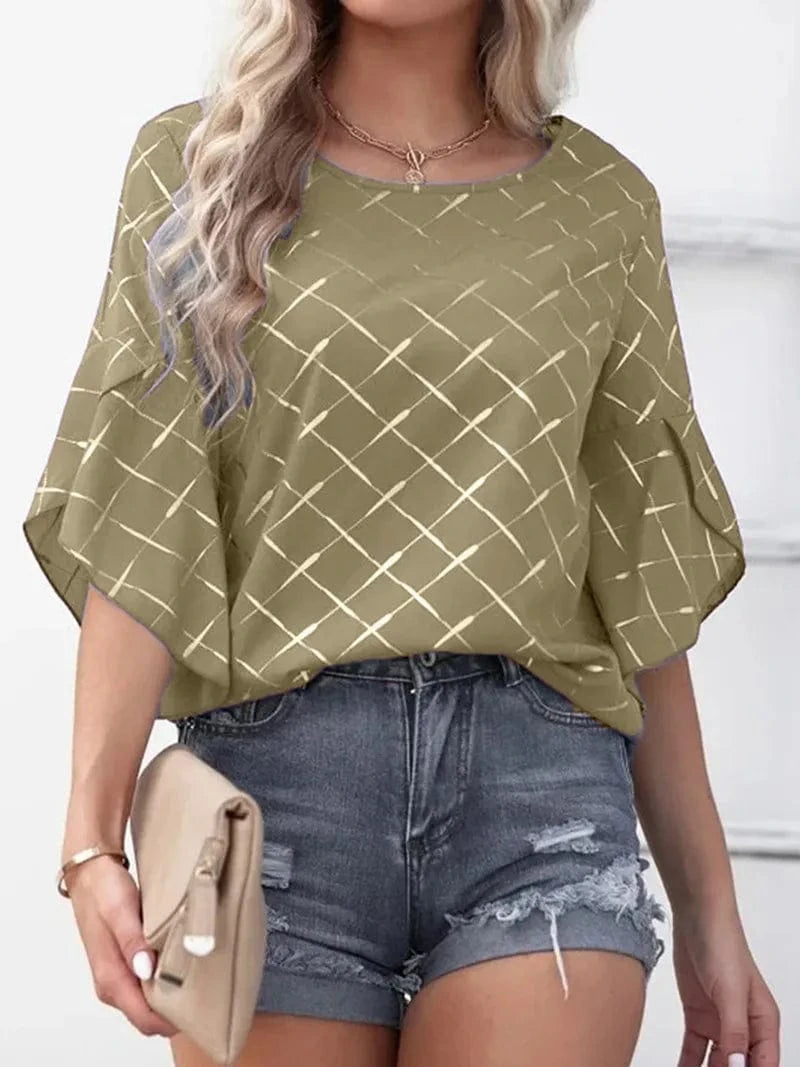 DAMOCHIC Short sleeve blouse round neck Clothes Summer Loose and casual tops lotus leaf sleeve tops women Blouses 2023