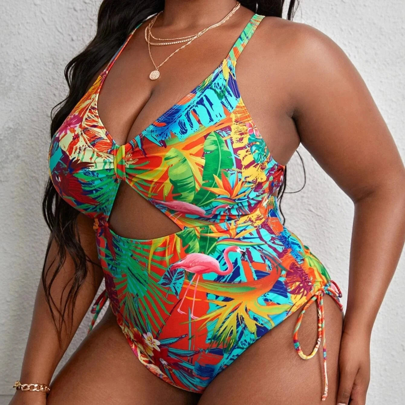 DAMOCHIC Super Size Swimwear for Fat Women Floral Print Big Bathing Suit Hollow Out One Piece Swimsuit Beachwear Plus Size 2023