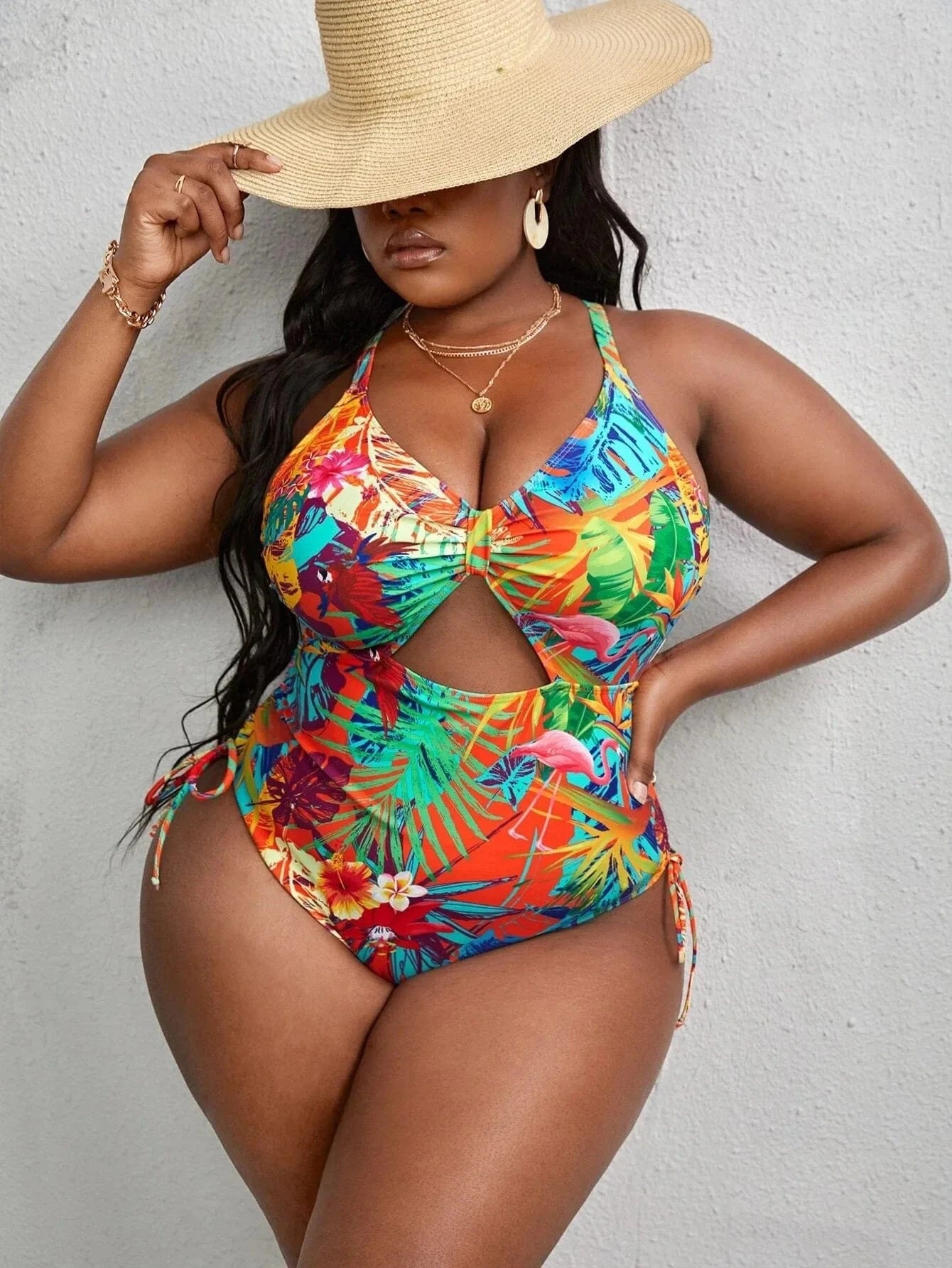 DAMOCHIC Super Size Swimwear for Fat Women Floral Print Big Bathing Suit Hollow Out One Piece Swimsuit Beachwear Plus Size 2023