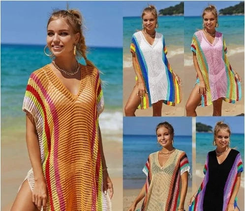 DAMOCHIC Swimsuit  cover up dresses Summer Hollow out Split  beach cover ups V-Neck Bathing Suit cover up for ladies 2023