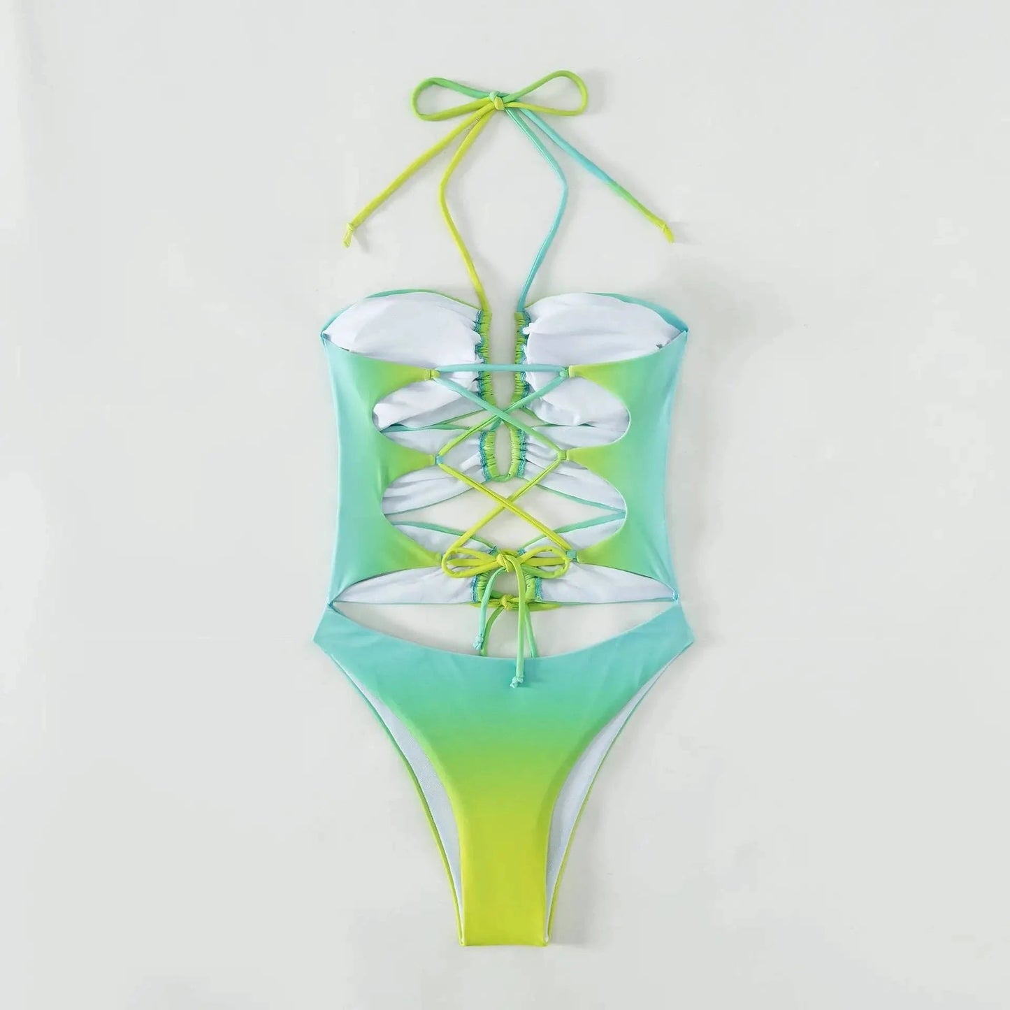 DAMOCHIC Thong One Piece Swimwear Gradient Brazilian One Piece Swimsuit String Monokini Cut Out Lace-Up Bikini Monokini 2023