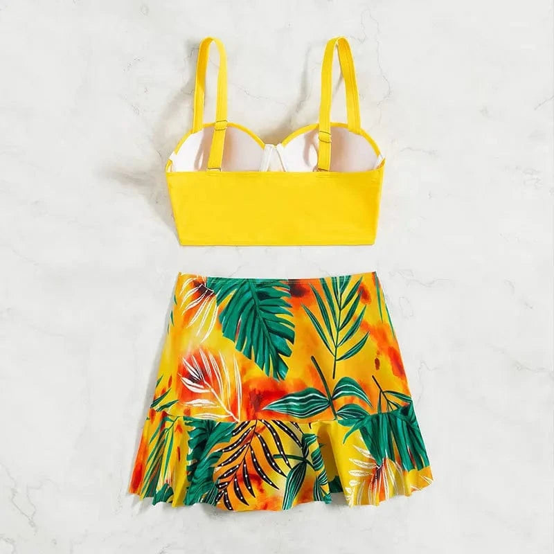 DAMOCHIC Two-piece suit Skirt style Swimwear Summer V-Neck Folds Bathing Suit High-Waisted Thin shoulder straps Beachwear 2023