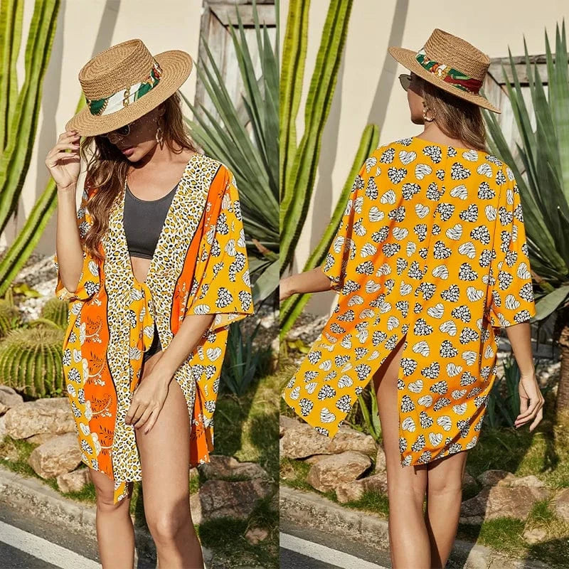 DAMOCHIC wholesale cover up Swimsuit Summer half sleeve Bikini cover up one size Sexy Beachwear cover up kaftan kimono 2023