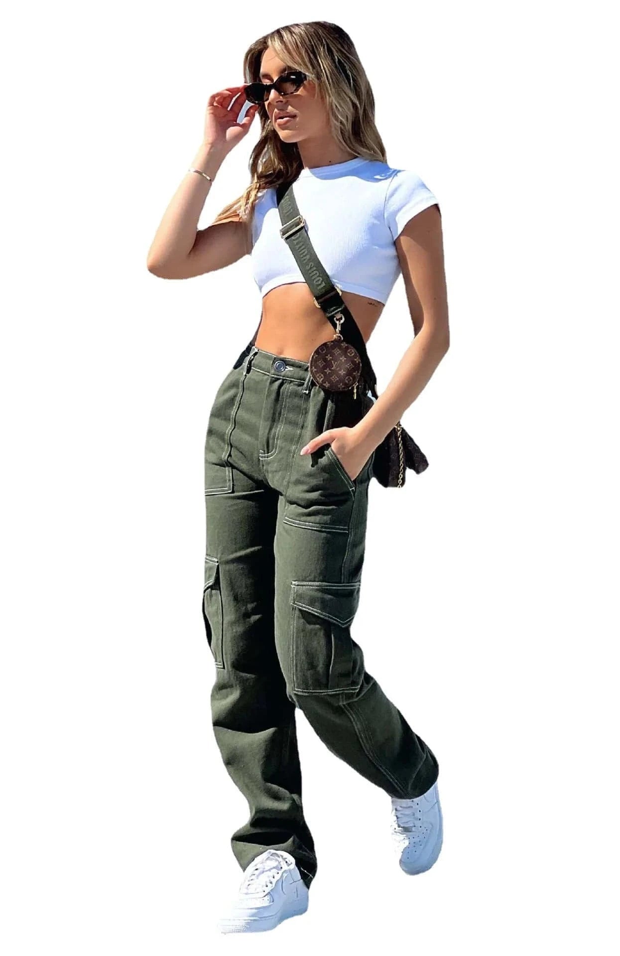 DAMOCHIC Women's Clothing Cargo Pants Mujer Winter Casual Long Cargo Trousers Multi Pockets Fall Cargo Pants Women High Quality