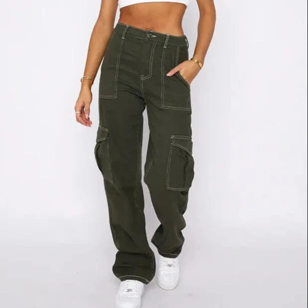 DAMOCHIC Women's Clothing Cargo Pants Mujer Winter Casual Long Cargo Trousers Multi Pockets Fall Cargo Pants Women High Quality