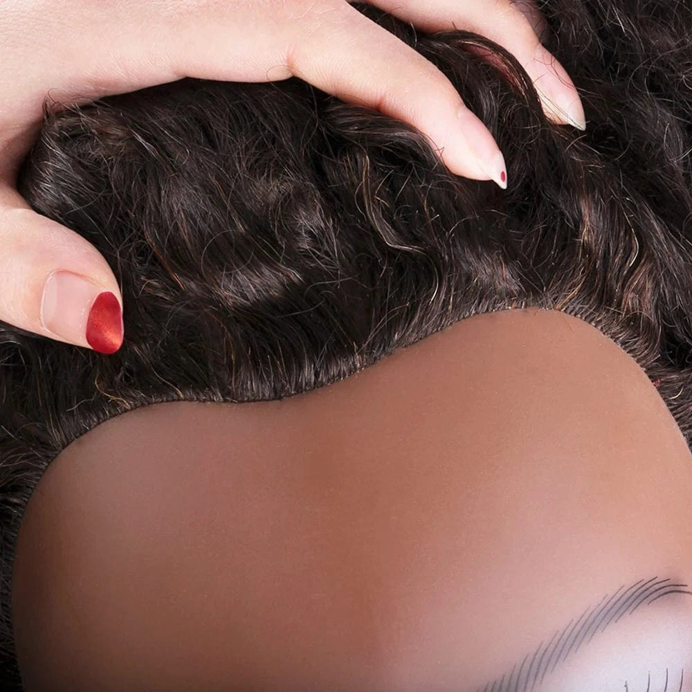 Dark Brown# / 8 Inches Professional 100% Human Hair Hairdressing Afro Training Head Barber Braiding Practice Mannequin Doll Head with Natural Hair