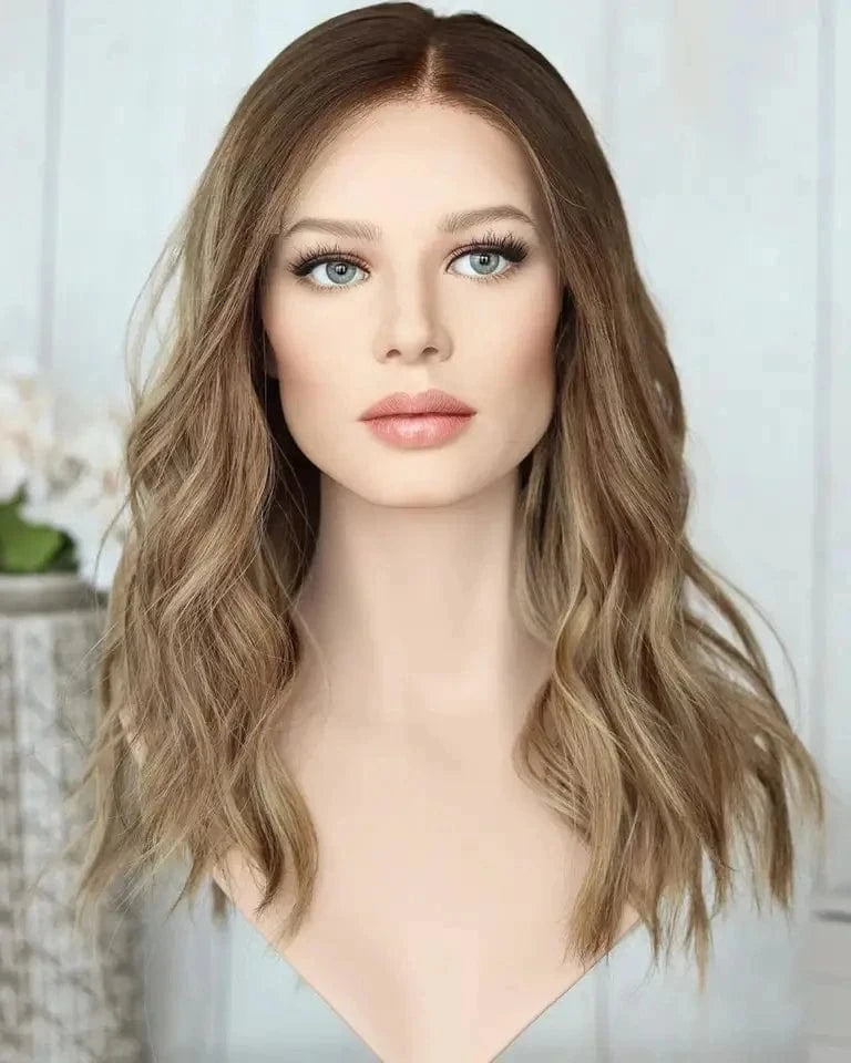 Dark Color European Human Hair Lace Front Wig Natural Wave Highlight Color Glueless Wigs Human Hair