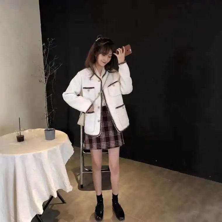 Dating Casual New Style Elegant Ladies Outfits Women Clothing Comfortable Noble Classic Tweed Jacket Coat