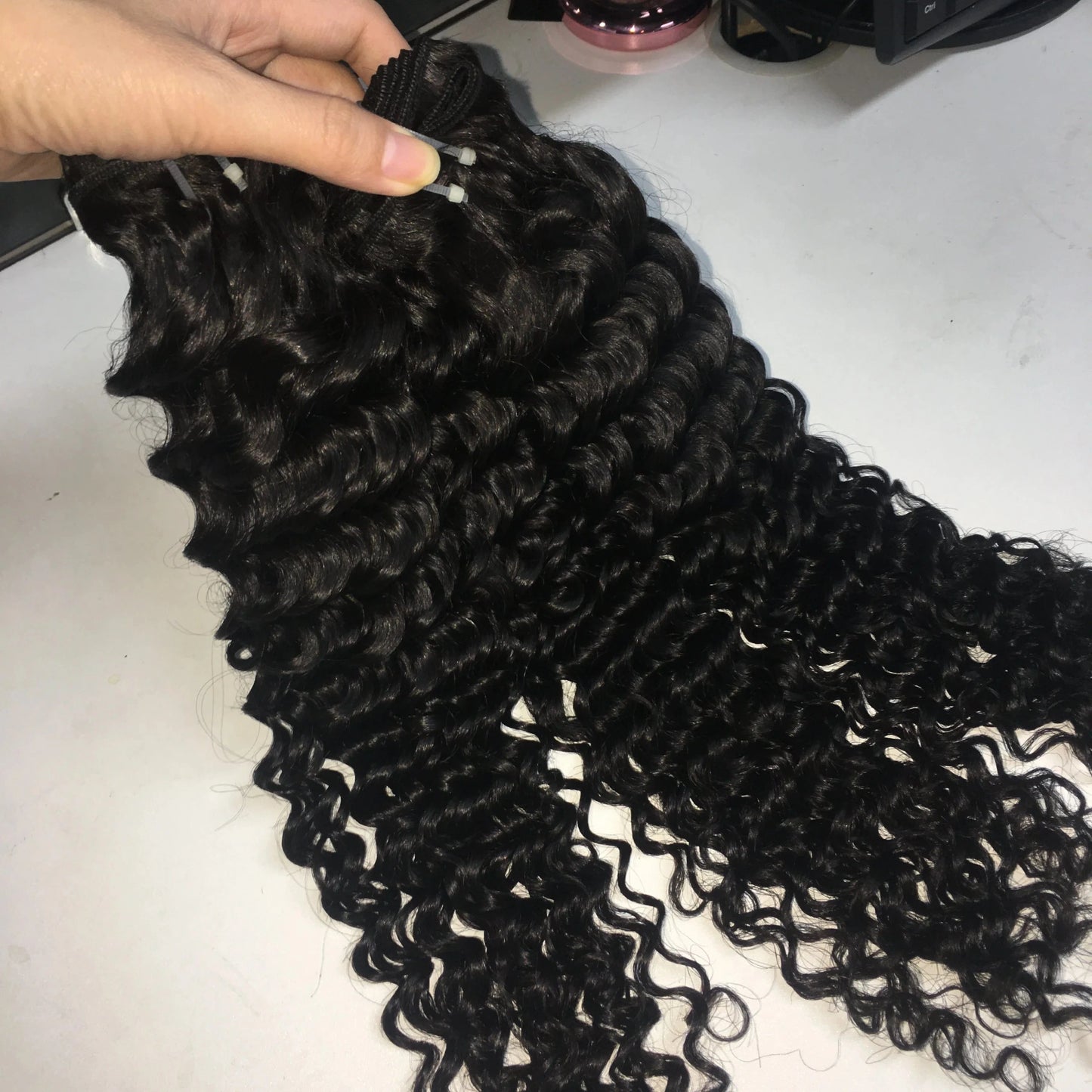 deep curly / 30 Inches double weft hair bundles straight 100% human hair extension virgin hair wigs wholesale