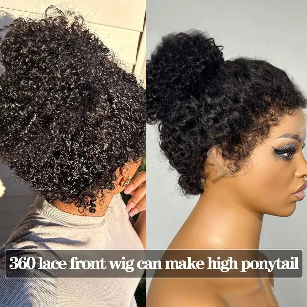 Deep Curly 360 Lace Front Wigs Human Hair With 4C Kinky Curly Edges 180% Density Glueless Pre Plucked Bleached Knots For Women