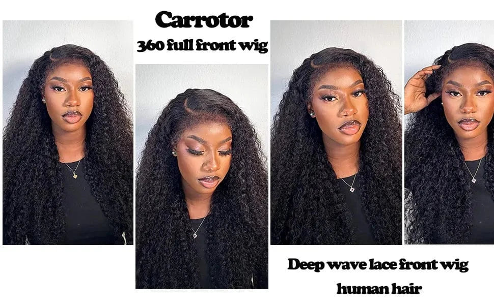 Deep Curly 360 Lace Front Wigs Human Hair With 4C Kinky Curly Edges 180% Density Glueless Pre Plucked Bleached Knots For Women