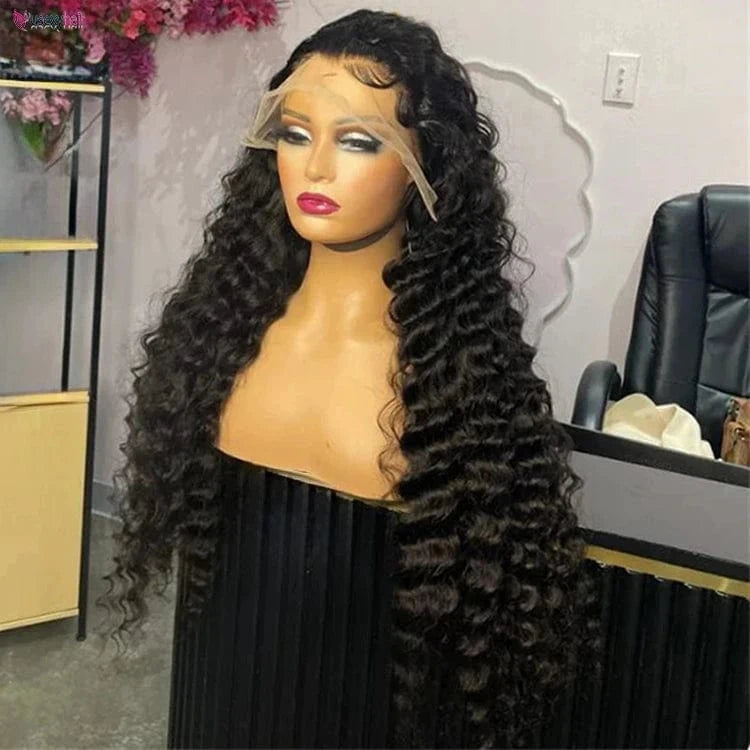 Deep curly wig / 10"Sample Hair(send inquiry for different colors 34 36 40 Inch 613 Blonde Colored Body Wave Full Frontal HD Transparent 13x4 13x6 Lace Human Hair Wigs Lace Front Wigs For Women