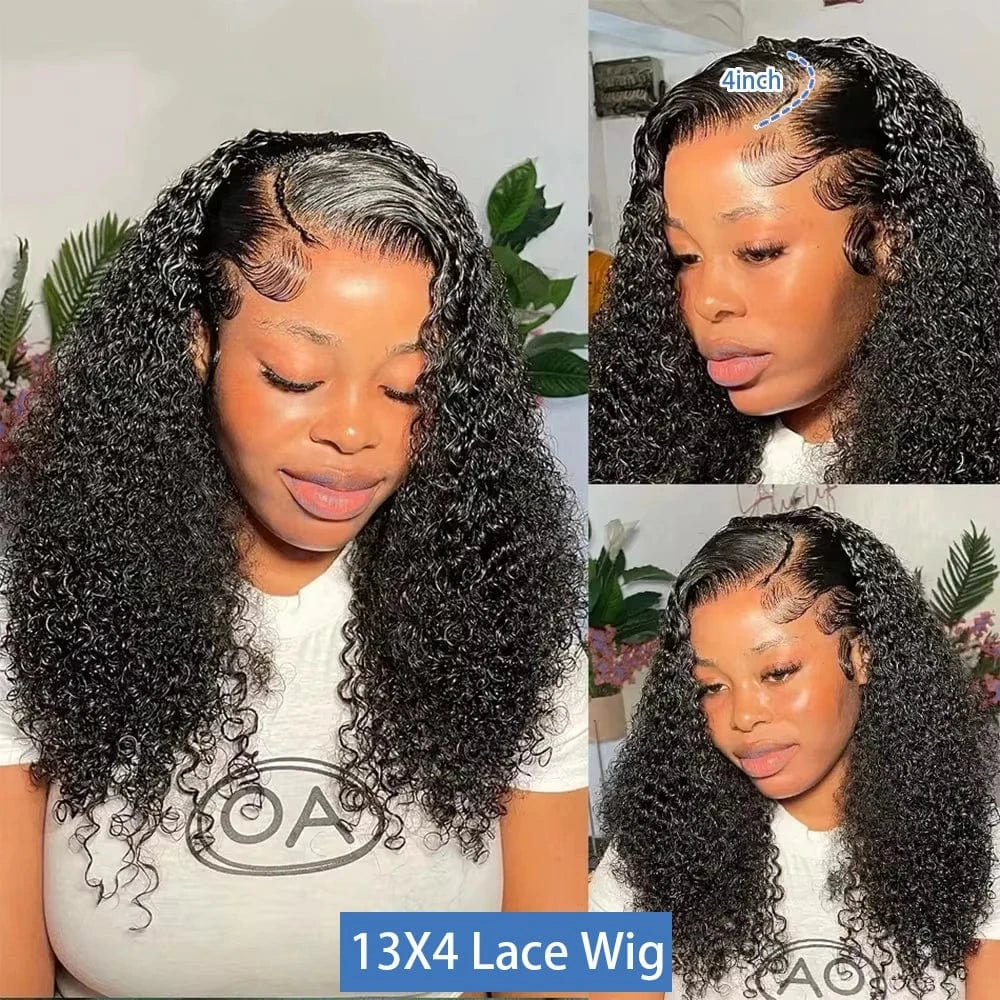 Deep Wave Curly 13x4 Transparent Lace Front Wig Short Bob Lace Wig Baby Hair Human Hair 4x4 Lace Closure Wig for Black Women