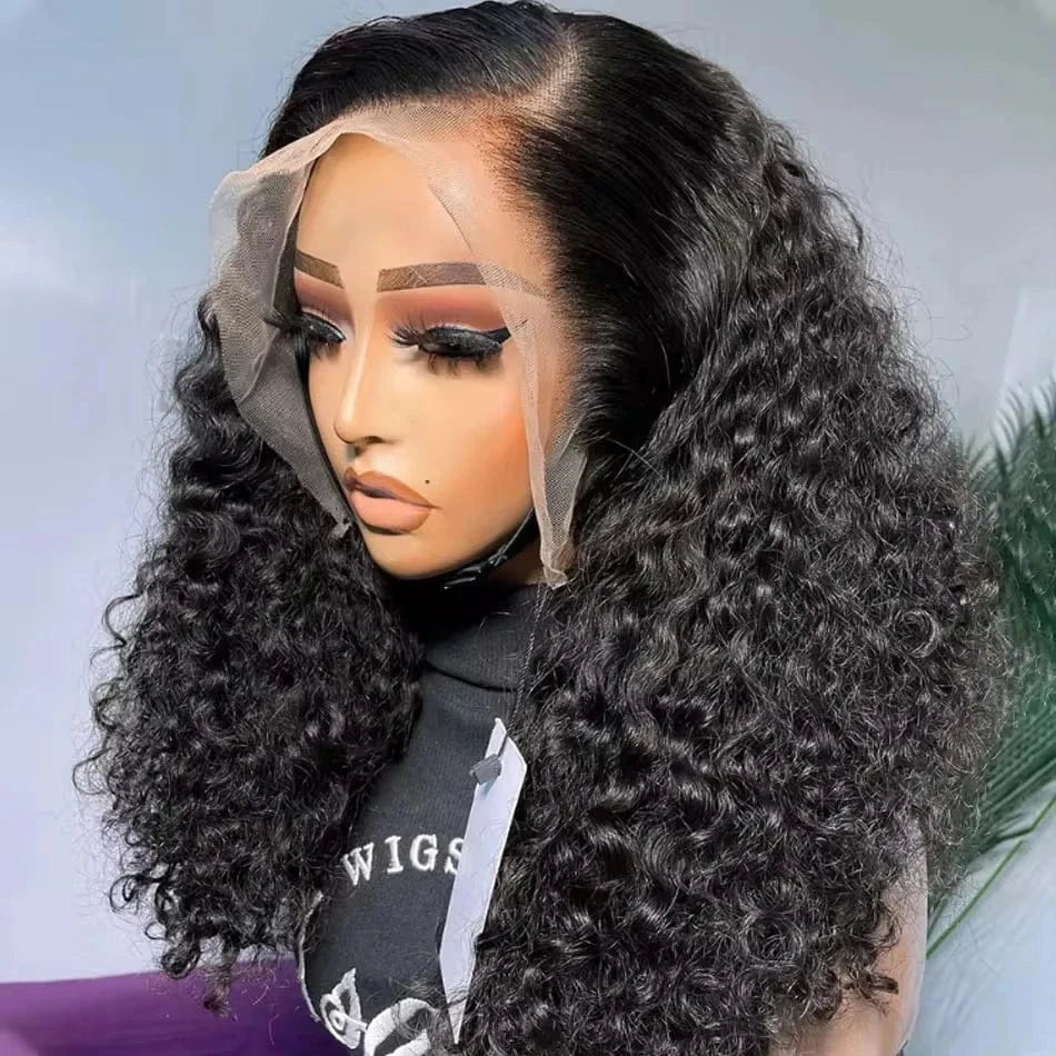 Deep Wave Curly 13x4 Transparent Lace Front Wig Short Bob Lace Wig Baby Hair Human Hair 4x4 Lace Closure Wig for Black Women