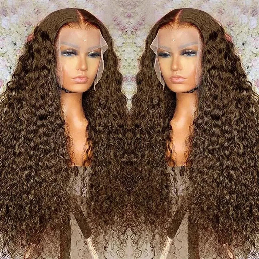 Deep Wave Frontal Wig 13x6 Hd Lace 30 Inch Chocolate Brown 13x4 Curly Lace Front Human Hair Water Wave Brazilian Wigs For Women