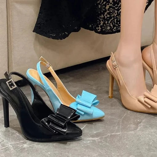 DEleventh Shoes designer luxury dress bridal high heel shoes office bridal pointed bowknot heels sandal