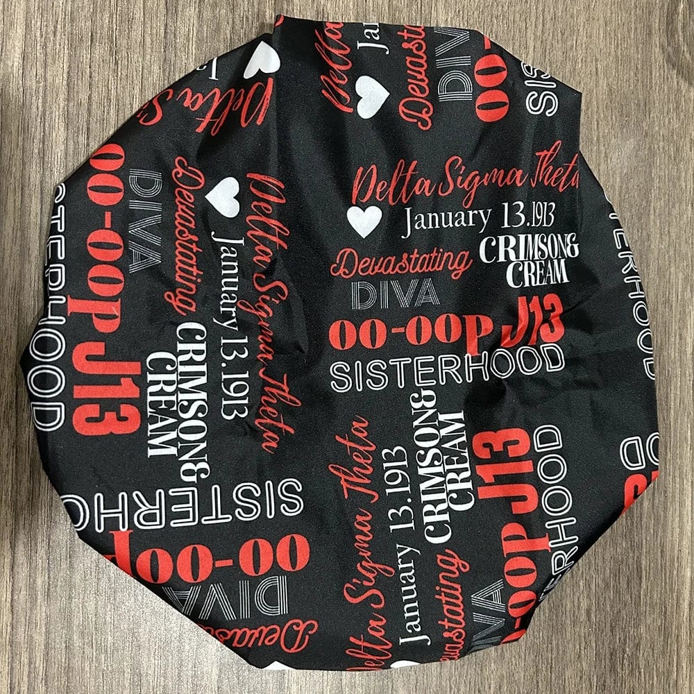 DELTA Black Newest Custom Elastic Fit All Organization Delta Sigma Thetaa Alpha Ka Alpha Sorority Waterproof Hat Zeta Phi Beta Shower Cap