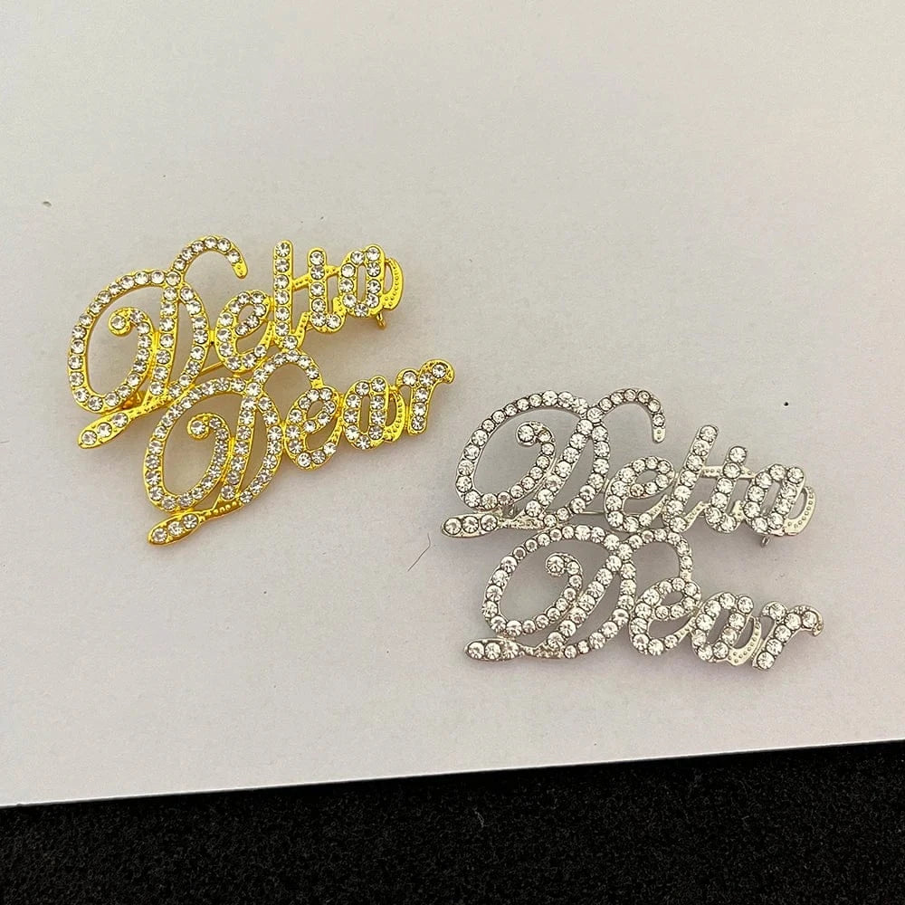 Delta Diva Lapel Pin Red Rhinestone Greek Sorority Customized logo Lapel Pin Jewelry Devastating Diva Brooches