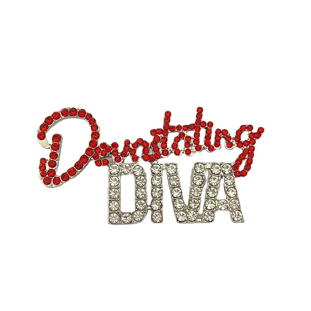 Delta Diva Lapel Pin Red Rhinestone Greek Sorority Customized logo Lapel Pin Jewelry Devastating Diva Brooches