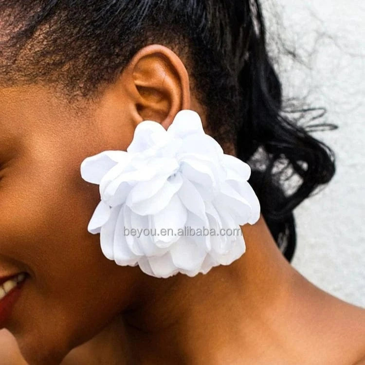 Delta Inspiration Red Black Purple White Simple Flower Fabric Ear Stud Fashion Pierce Wedding Holiday Party Earring Jewelry Gift