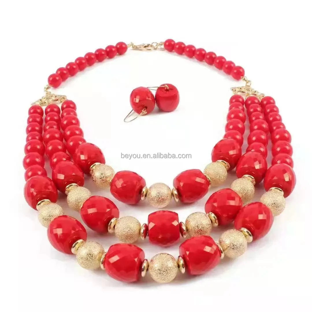 Delta Sigma Theta Stainless Pyramid Red Rhinestones Titanium Steel Square Pearl Necklace DST Jewelry for Sorority Girls