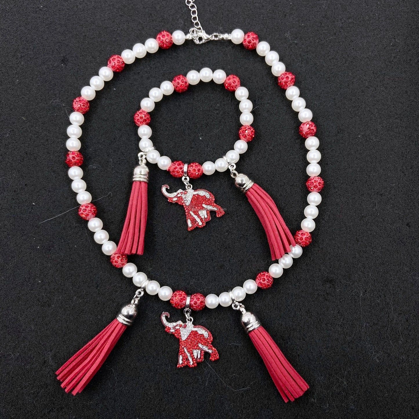 Delta Tassel Number Elephant Necklace Set Jewelry