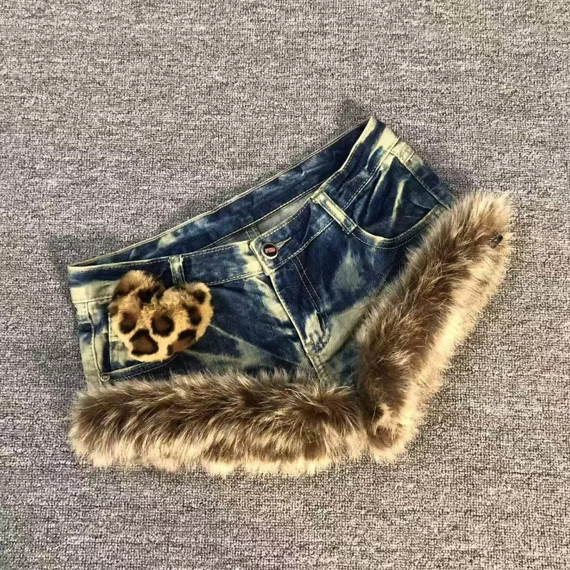 Denim Shorts + Spliced Patchwork Details With Contrast Stitching + Vintage Hip Hop Streetwear For Women - SN Wigs & More
