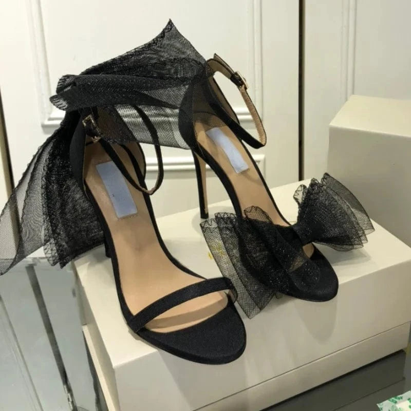 Detachable Bow Luxury Bride Wedding Shoes Stilettos Sexy White Big Bow Heels for Ladies