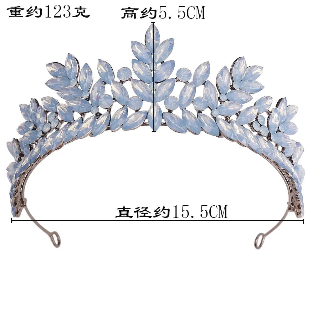 DIEZI Baroque Vintage Black Metal Green Red Crystal Opal Tiara For Women Wedding Party Dress Elegant Queen Bridal Bride Crown