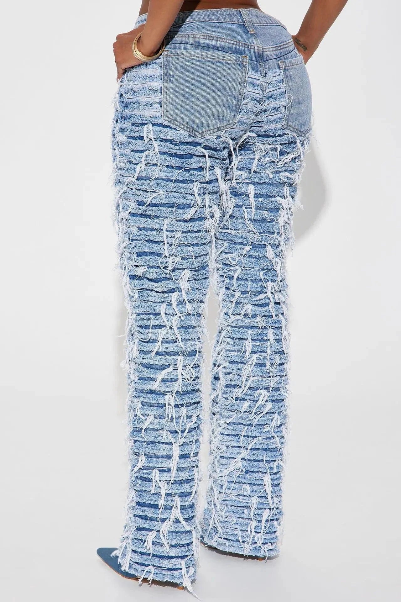 Distressed Ripped Tassel Baggy Jeans