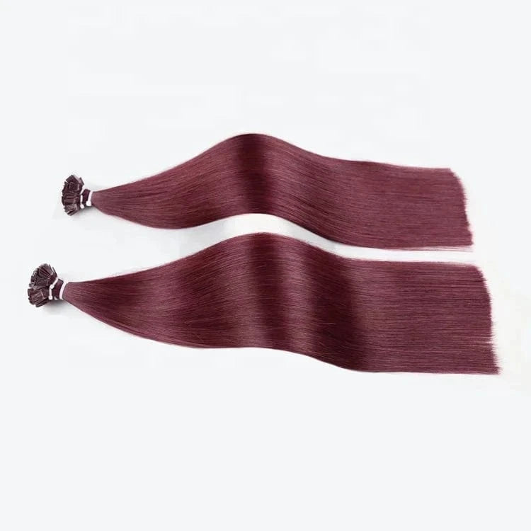 Double Drawn Cuticle Aligned Virgin Russian Remy Hair Italian Keratin Pre bonded Flat Tip Human Hair Extension