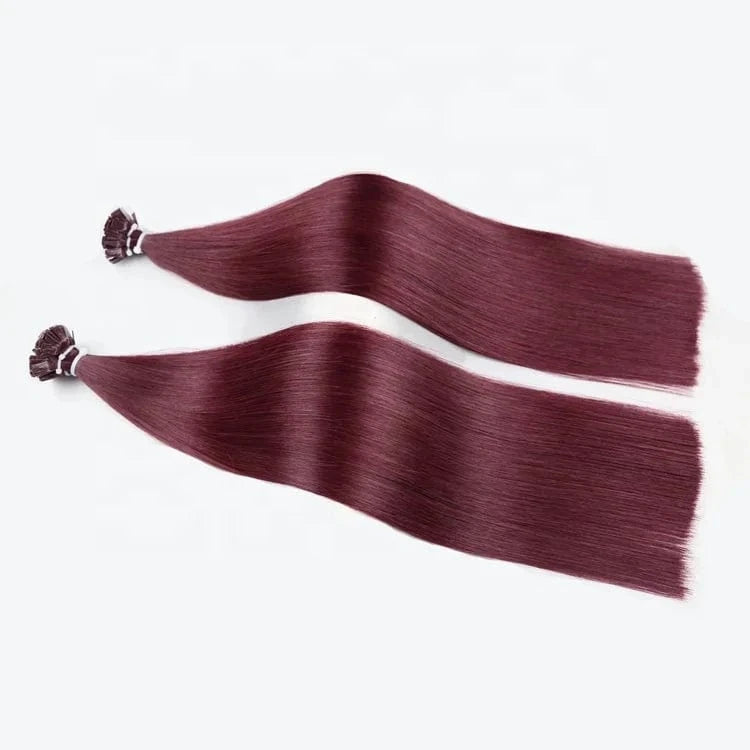 Double Drawn Cuticle Aligned Virgin Russian Remy Hair Italian Keratin Pre bonded Flat Tip Human Hair Extension