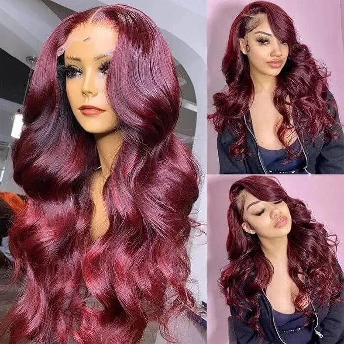 Double Drawn Double Weft Pre Plucked Wigs Human Hair 99j, Straight Closure Frontl 99j Wig,raw Virgin Hair Wig 99j 1b