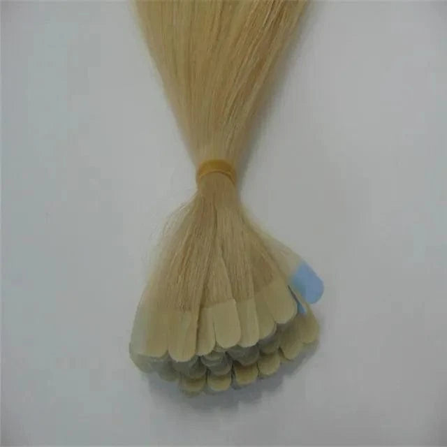 Double drawn Russian hair invisible seamless curly skin weft tape in hair extensions human hair