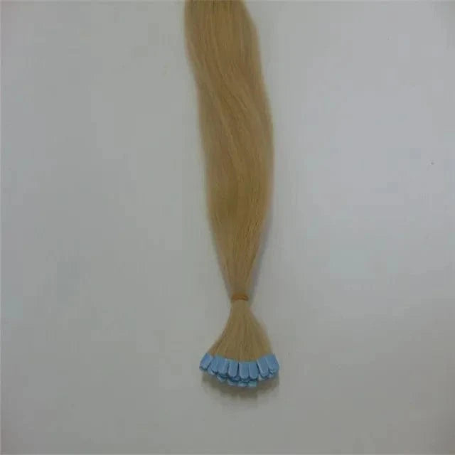 Double drawn Russian hair invisible seamless curly skin weft tape in hair extensions human hair