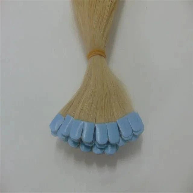 Double drawn Russian hair invisible seamless curly skin weft tape in hair extensions human hair