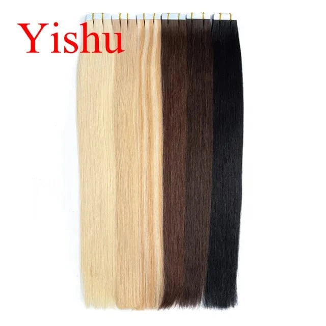 Double drawn Russian hair invisible seamless curly skin weft tape in hair extensions human hair