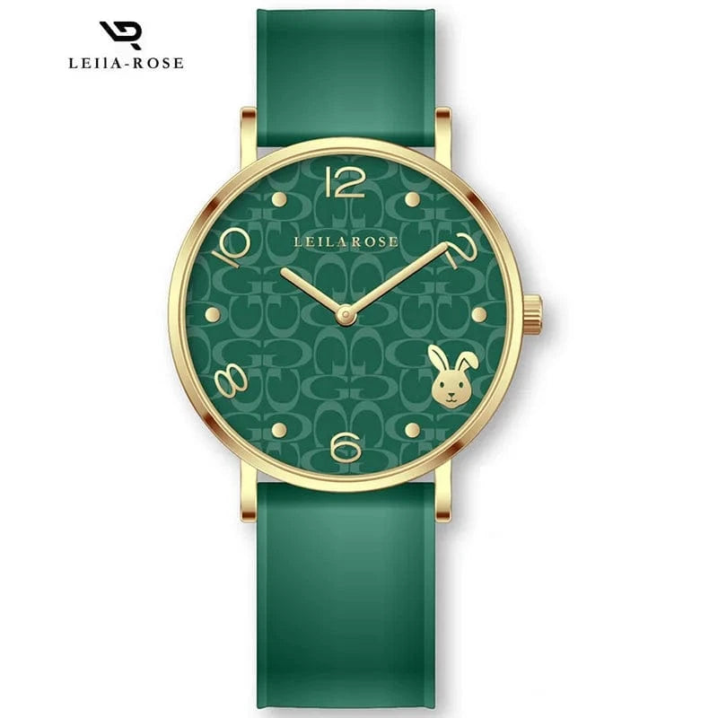 Dragon Rabbit Zodiac Elegance Ultra-thin Pink Ladies Wristwatch Luxury Leather Womens Bracelet Quartz Watches