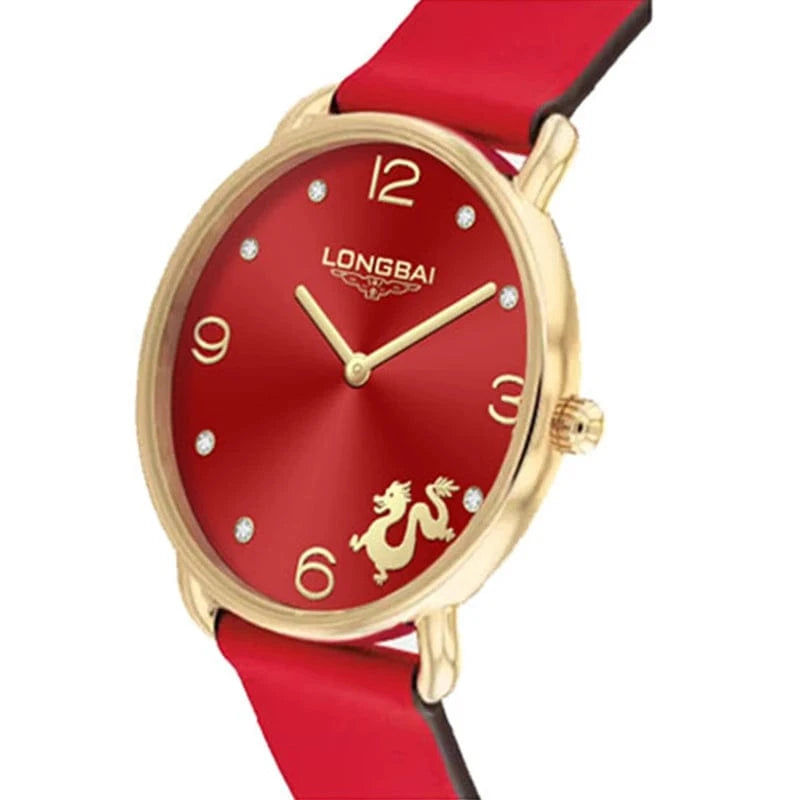 Dragon Rabbit Zodiac Elegance Ultra-thin Pink Ladies Wristwatch Luxury Leather Womens Bracelet Quartz Watches