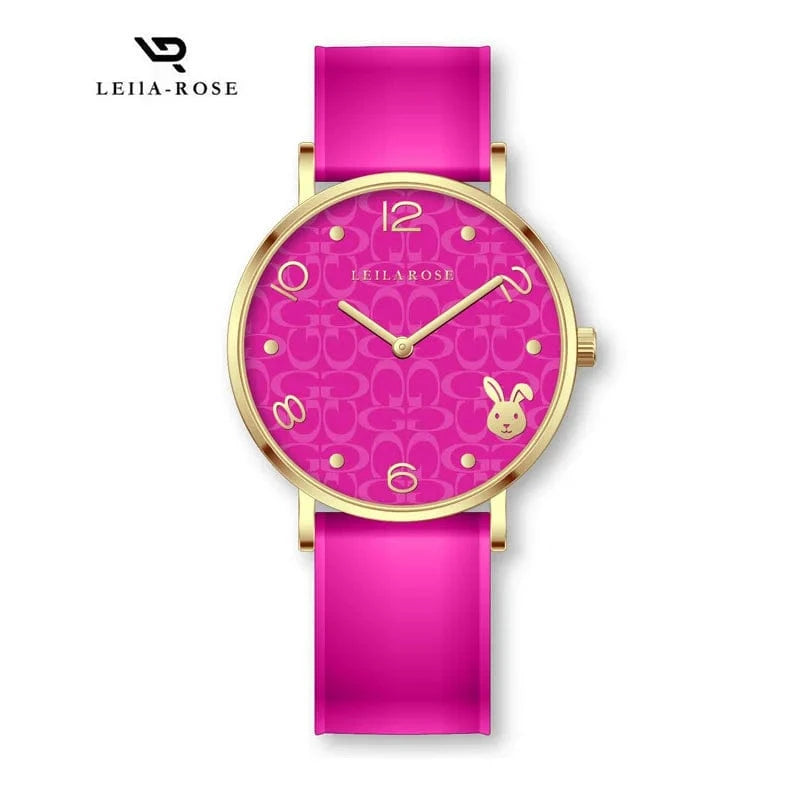 Dragon Rabbit Zodiac Elegance Ultra-thin Pink Ladies Wristwatch Luxury Leather Womens Bracelet Quartz Watches