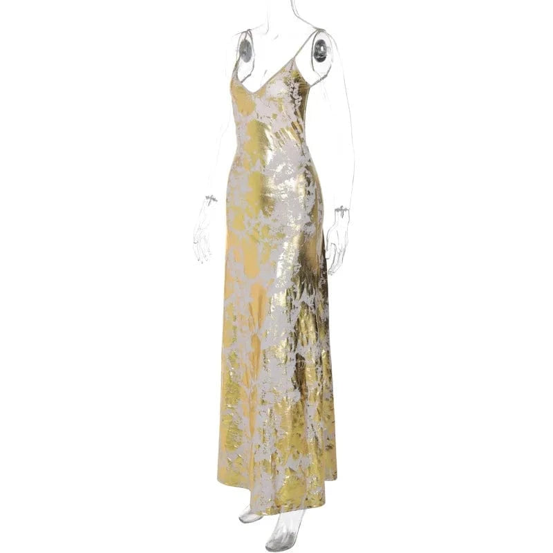 dress Women's Strap Maxi Dress Slim Fit V Neck Off Shoulder Sleeveless Dress