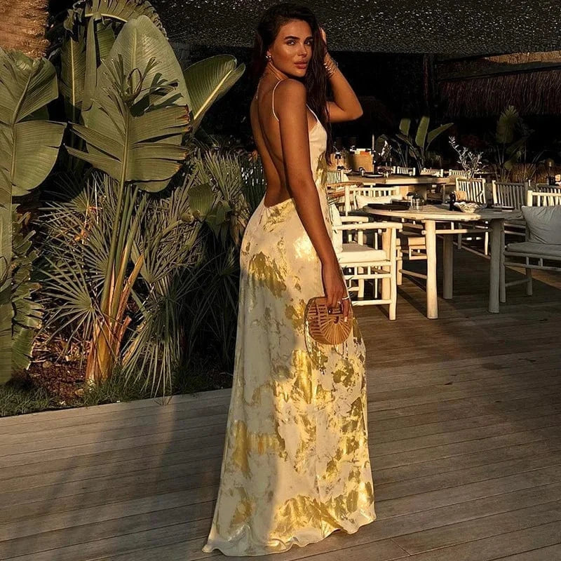 dress Women's Strap Maxi Dress Slim Fit V Neck Off Shoulder Sleeveless Dress